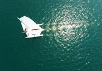 sailing yacht trimaran charter aerial photo nadir